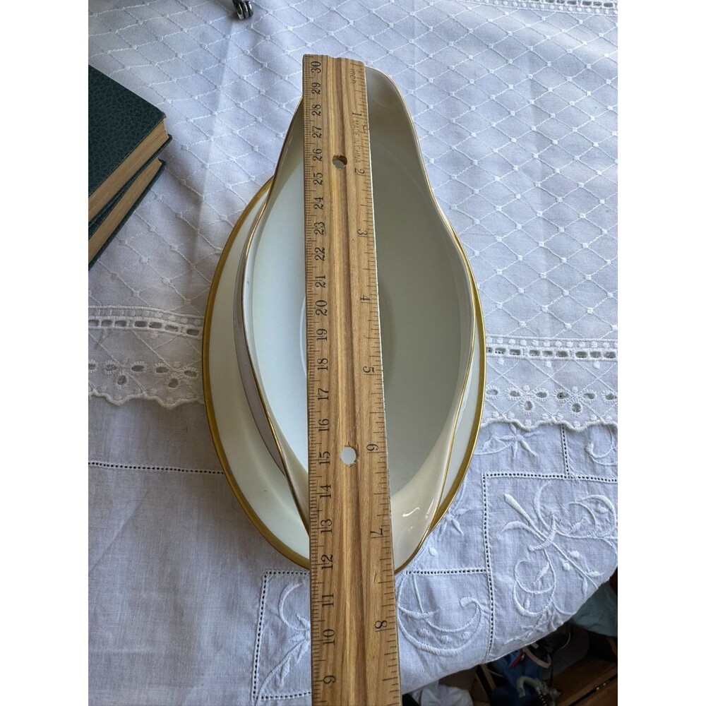 EAMAG Schönwald Bavaria the Empire Porcelain Gravy Boat Underplate Gold Gilt - Picture 9 of 16